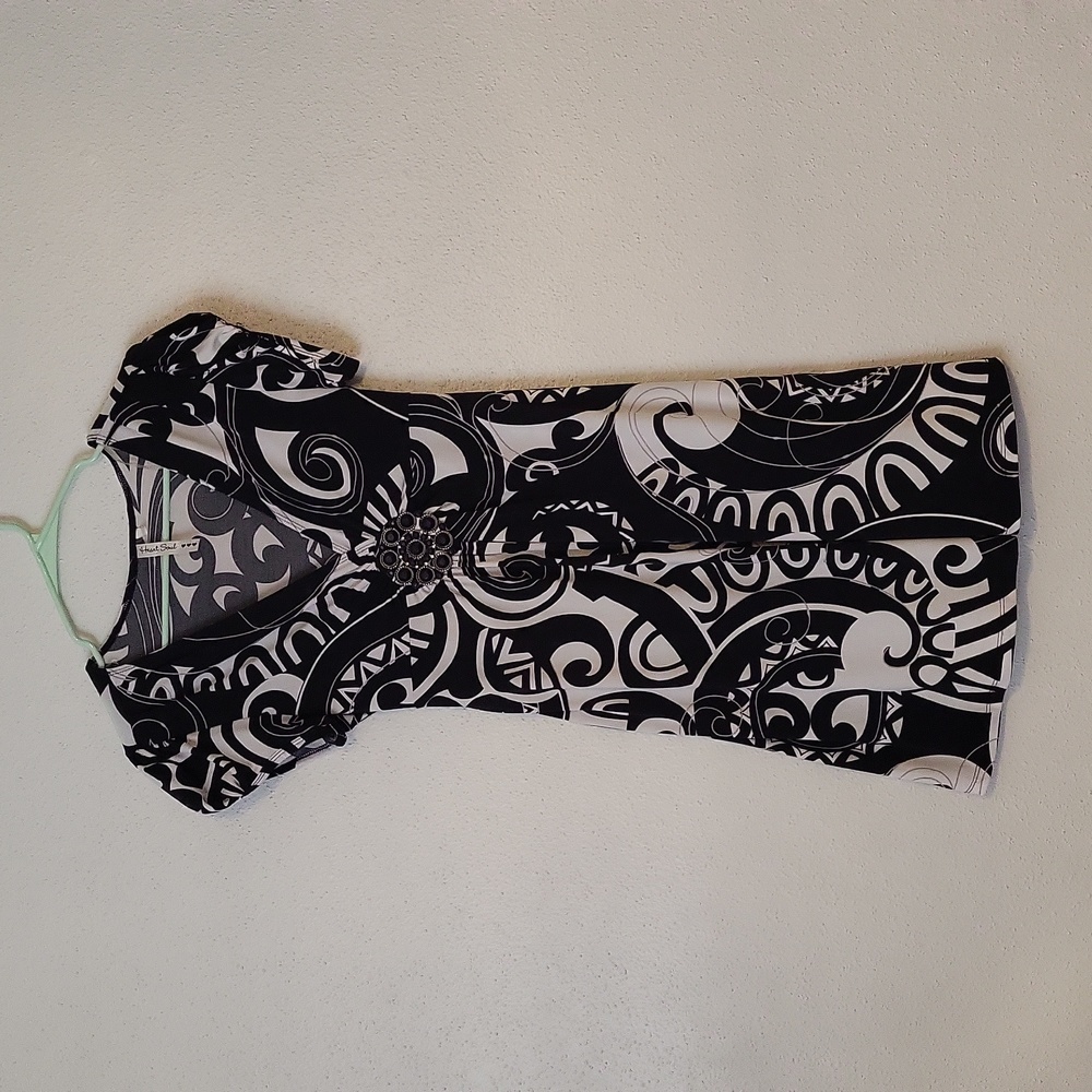 Y2k Black and White Paisley Dress